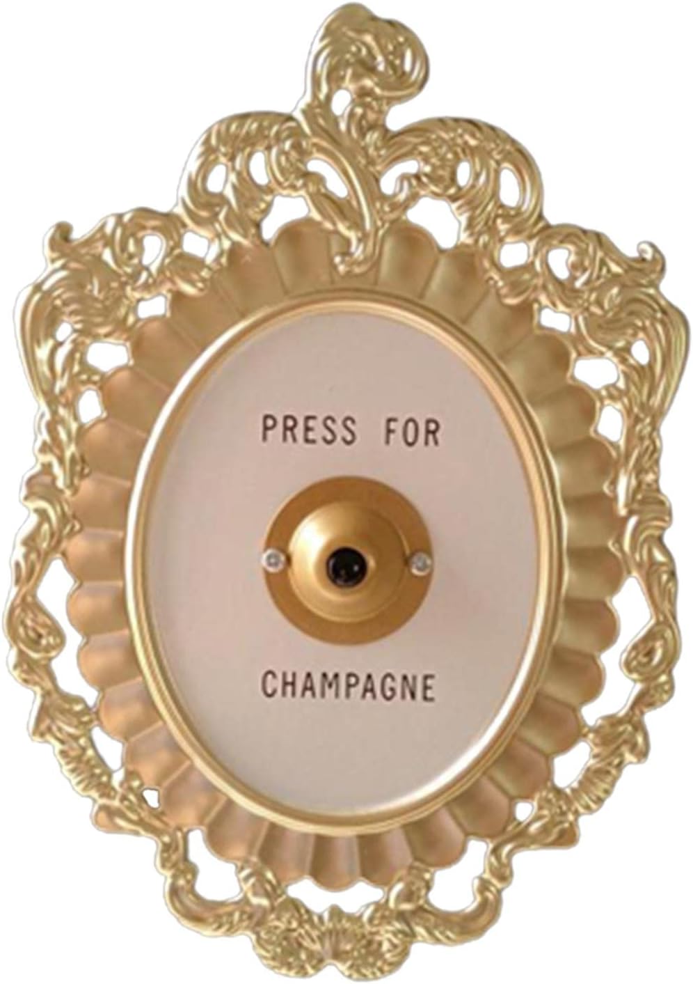 Milageto 7.87 x 5.91 inch Metal Champagne Button Sign - Decorative Door Bell, Champagne Themed Wall Plaque Decor Wall Hanging Door Ornament for Party Christmas Home Hotel