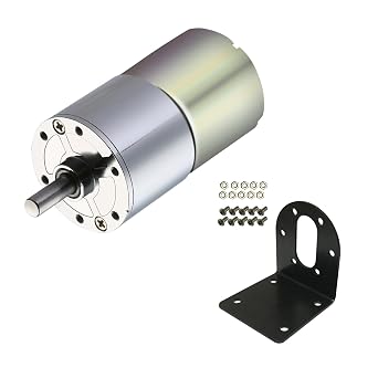 Micro DC 24V 200RPM Geared Motor with Bracket 37mm Diameter Gearbox Centric Ouput Shaft Gear MotorLarge Torque Reduction Motor