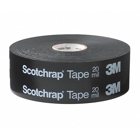 3M Scotchrap Vinyl Corrosion Protection Tape 51, Easy Application, PVC Backing, Rubber Adhesive, Printed, Black, 20 mil, 2 in x 100 ft, 1 Roll