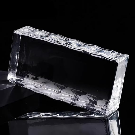 Clear Glass Bricks,Rectangular Solid Double-Sided Crystal Bricks,Sound Insulation Thermal Insulation Glass Blocks for Office Decorative Partition Wall (7.9"x3.9"x2", Clear- E)