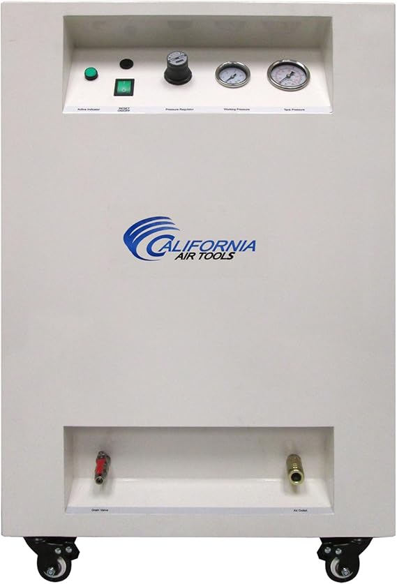 California Air Tools 8010SPC 1.0 HP Ultra Quiet and Oil-Free Air Compressor in Sound Proof Cabinet with Wheels, 8 Gallon Steel Tank, 40 dBA Noise Level