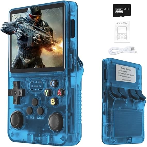 R36s 2026 New Retro Handheld Game Console,Handheld Game Console with Built-in 20000+ Games,Support 20+ Emulator,Linux System,3.5 IPS Screen,Portable Mini Emulator for Kids and Adults (Blue+)