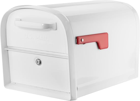 Architectural Mailboxes Oasis 360 Locking Post Mount Mailbox, White, Large
