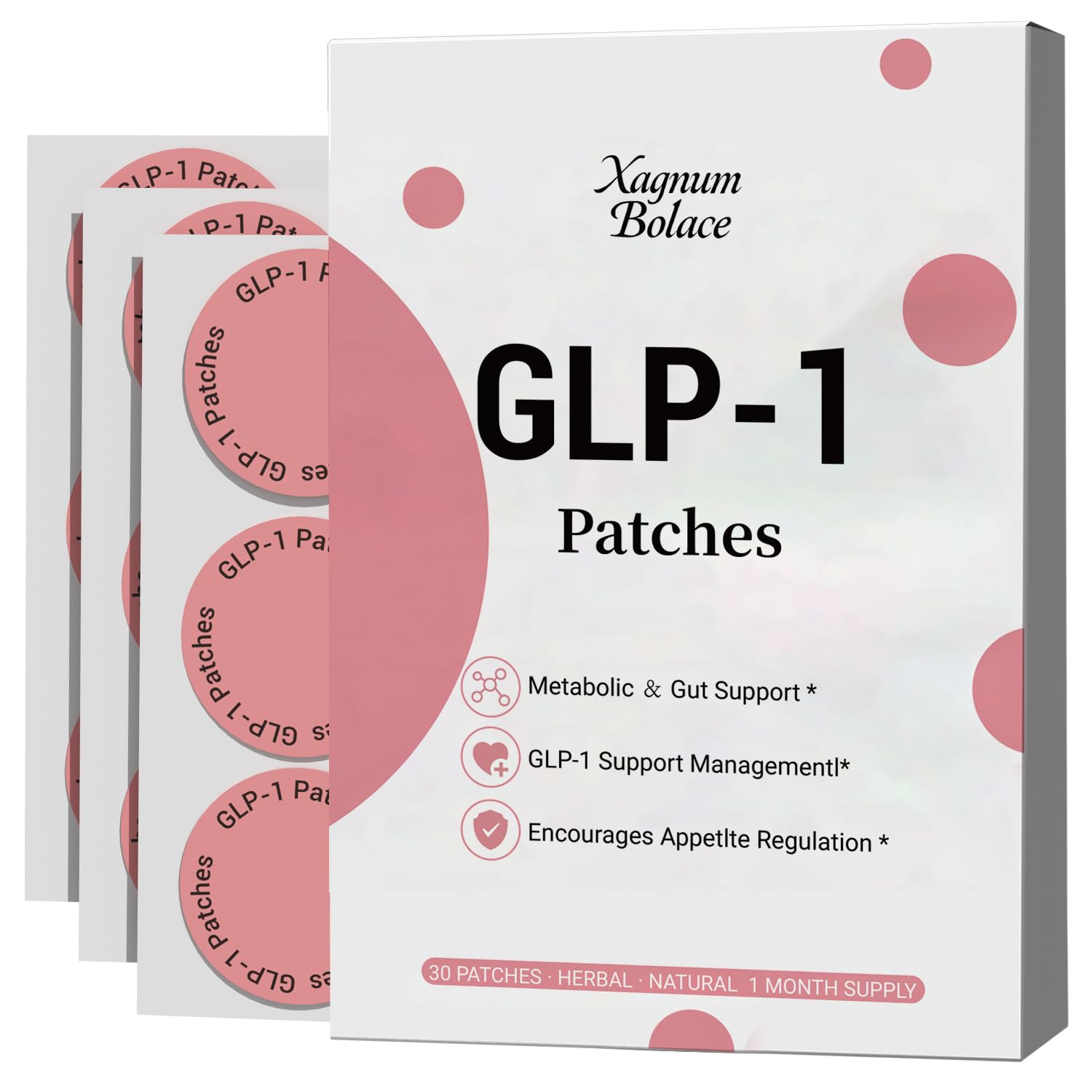 GLP-1 Patches with L Glutamine, Berberine, and Cinnamon, Natural Ingredients Patches for Men and Women - 30 C