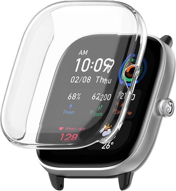 Soft TPU Case Compatible with Amazfit GTS 4 Mini Bumper Case Screen Protector Cover Soft TPU Shockproof for Amazfit GTS 4 Mini Case (Clear)