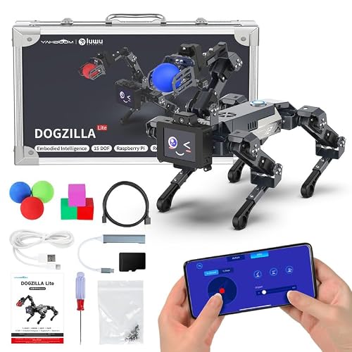 Yahboom AI Embodied Intelligence Robot Dog with Raspberry Pi CM5, Bionic Robot, 15 Joint Programmable Bionic Robot, Recognition and Grip with Robot Arm, Designed for Educational Developers