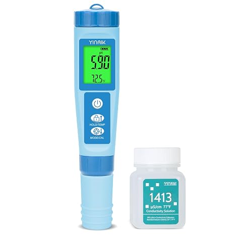 YINMIK Water pH Meter, Digital 4 in 1 pH Temp EC TDS Meter for Hydroponics