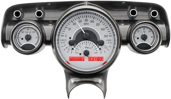 Dakota Digital 57 Chevy Car Analog Dash Gauges System Silver Alloy Red VHX-57C-S-R