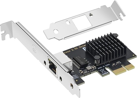 Single Port 2.5G Gigabit Network Card with Intel I225 Chip PCI-E X1 Ethernet Adapter, RJ45 LAN NIC Card Support 10M/100M/1000M Speeds Compatible Windows1011
