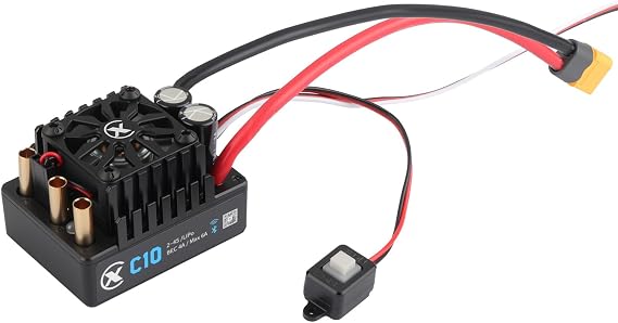 XC C10 Sensorless Brushless ESC for RC Car, 2-4S Lipo,120A Continuous Current,4-6A、6.0/7.4V BEC,Applicable to 1/10 Trucks Short Course Monster ON/Off Roads (XT 60)
