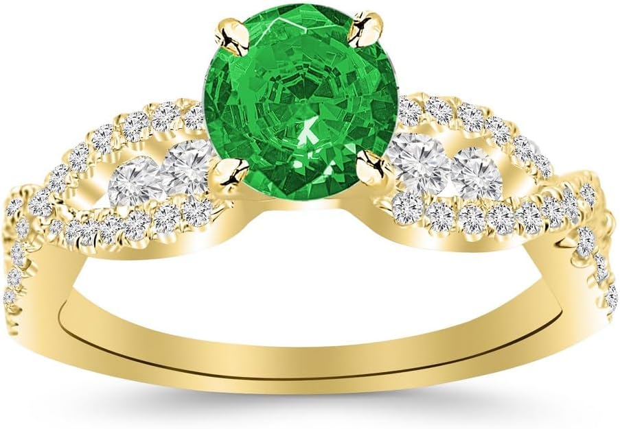 2.6 Carat 14K White Gold Designer Twisting Eternity Channel Set Four Prong Diamond Engagement Ring with a 2 Carat Natural Emerald Center (Heirloom Quality)