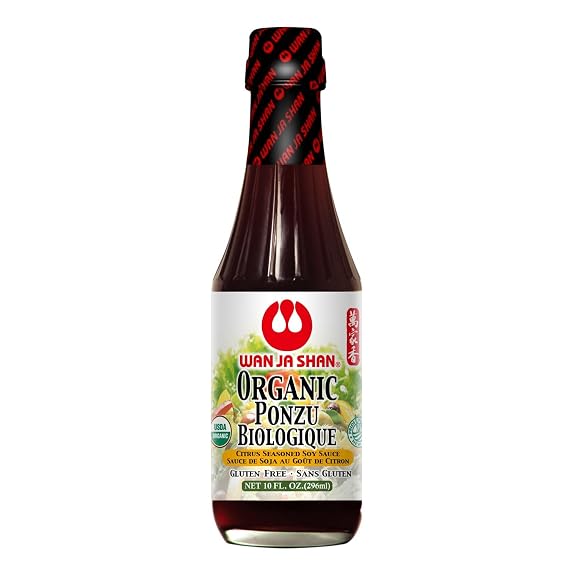 Wan Ja Shan Oragnic Ponzu, Citrus Seasoned Soy Sauce & Dressing. USDA Certified Organic, Gluten Free, Kosher Certified, Handcarfted and Brewed in New York Great for Meat, Seafood, and Vegetables.10 oz (Pack of 1)