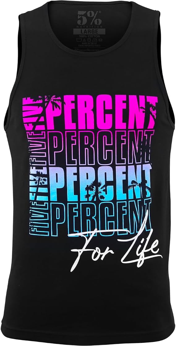 5% Nutrition Rich Piana Black Tank Top | 5 Percent Nutrition for Life #287 M