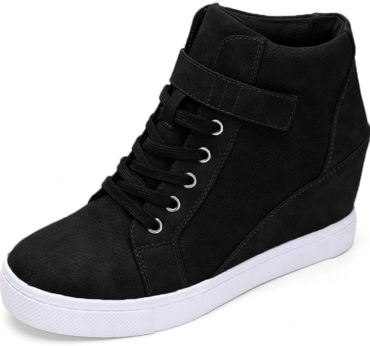 Athlefit Women's Lace Up Wedge Sneakers High Top Fashion Sneakers Ankle Booties
