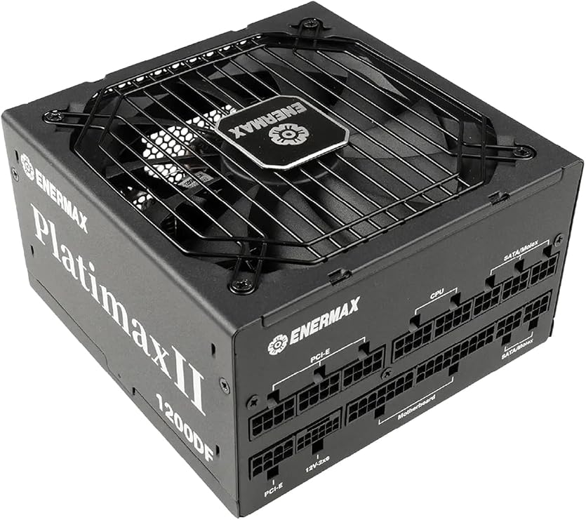 ENERMAX PLATIMAXII 1200DF 1200W Black 80 PLUS and Cybenetics Platinum Fully Modular ATX 3.1 Power Supply PCIe 5.1 12V-2x6 Whisper Quiet 135 mm DF Fan 60% Semi-Fanless 105°C Japan Caps |