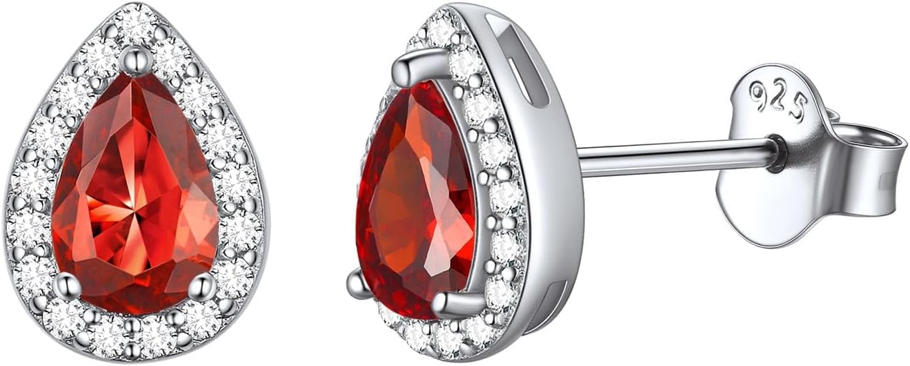 ChicSilver Birthstone Earrings for Women 925 Sterling Silver Gemstone Studs