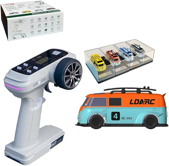 LDARC V64 Mini Van, 1/64 2.4G RWD Full Proportion Toy Car with Light, Creative Remote Control Car Toy Model Gift - Orange