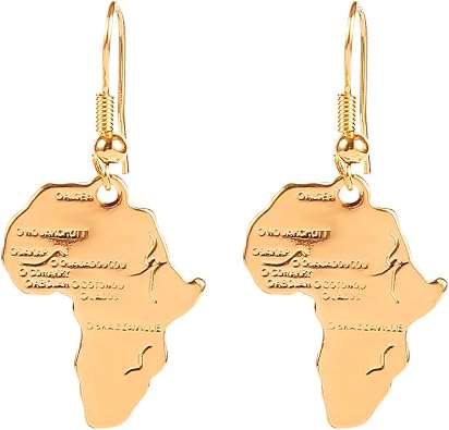 24k Gold Plated Brass Africa Map Dangle Earring