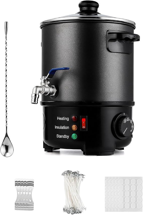 IeBilif Candle-Making Wax Melter, with Brass Wax spout, 6-Litre Capacity | Equipped with a heating element and temperature control, ideal for