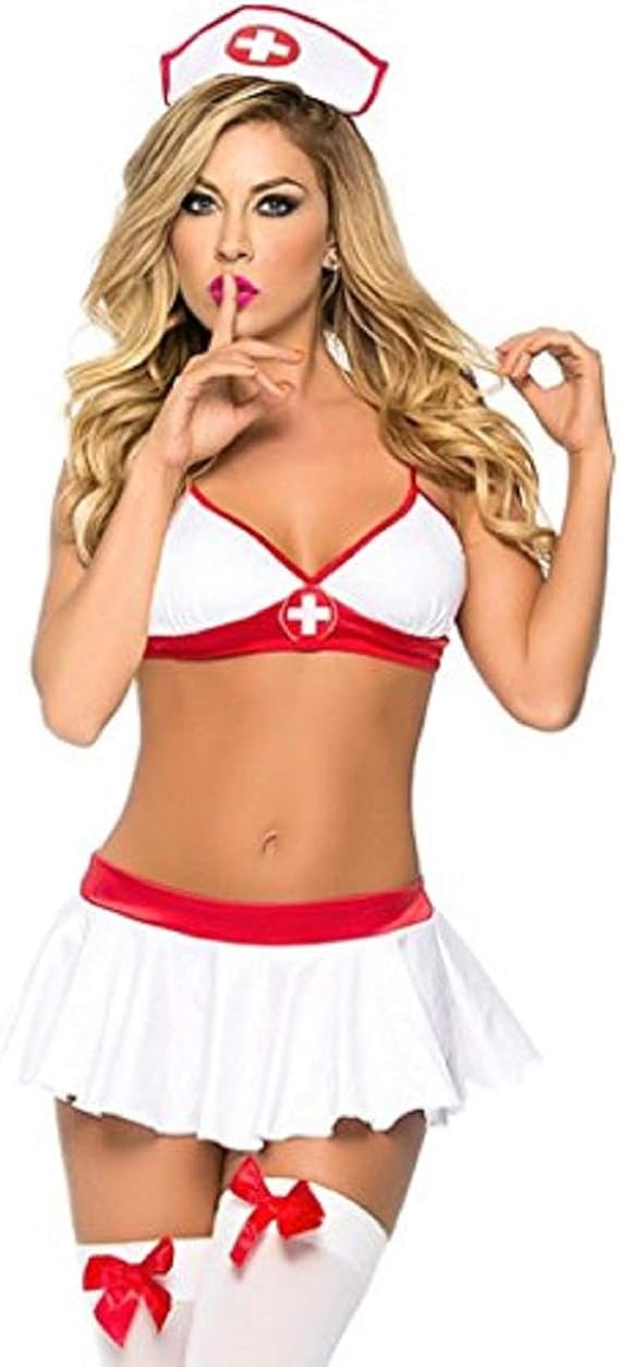 Naughty Nurse Uniform Sling Sheer Lingerie Set Halloween Dress Socks
