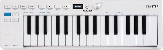 Arturia - Keystep MK2 - Portable MIDI Controller, Sequencer and Arpeggiator - 32 Slimkeys, OLED Display, Polyphonic Step Sequencer, 16-Mode Arpeggiator, CV-Compatible - White