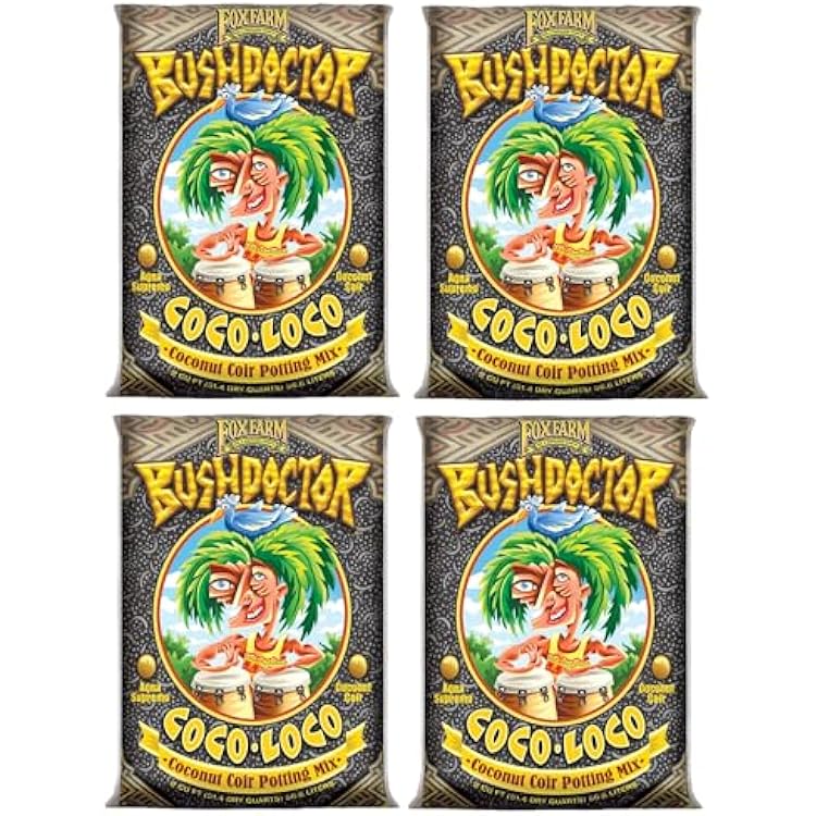 FoxFarm Bush Doctor Coco Loco Potting Mix, 2cu ft Pack of 4 - Extends Your Watering Schedule, Triple-Washed to Reduce Salt Content - Perfect for Cultivating Vigorous Plants