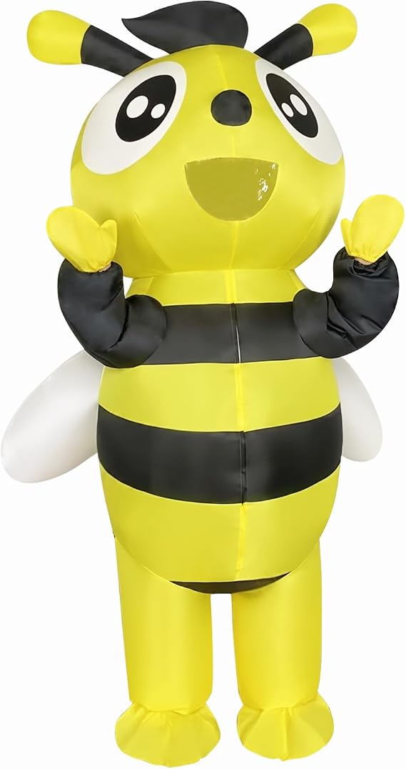 Bee Costume for Adults, Inflatable Bumble Bee Halloween Costume | Full body inflatable bee suit for adults, great for Halloween parties, cosplay, parades, and funny insect dress up