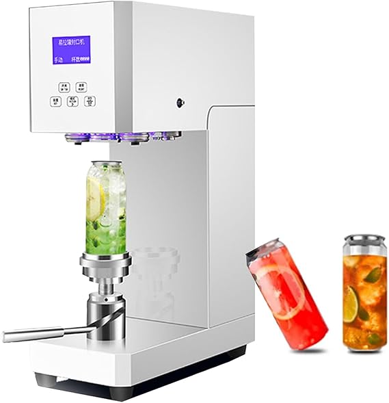 Commercial Benchtop Can Seamer, Electric Can Cup Sealer with Smart Counter Semi-Automatic Tin Can Glass Bottle Sealing Machine for 55 mm/2.2 inch Diameter Pop