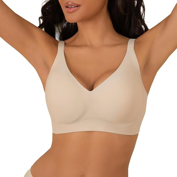 Womens Wireless V Mesh Comfortable Bralette Supportive no Underwire Bras for Women Seamless Push Up Everyday Bras