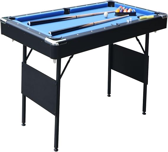 5.5 FT Billiards Table,Stable Pool Table,Portable Pool Billard Table Includes Full Set of Balls,2 Cue Sticks,Chalk,and Felt Brush,Foldable&Easy Assembly for Adult/Teenagers/Kids/F