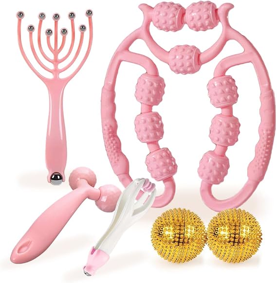 5-in-1 Body Massager Set, Massage Stick, Finger, Scalp, Roller, Spiky Balls | Deep Tissue Muscle Relief with Trigger Point Massage & Ergonomic Grip