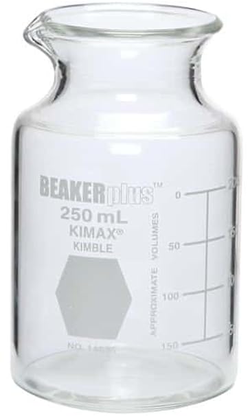 Kimax Beakerplus Combination Beaker and Flask for Graduated with Pour Spouts, 250ml Capacity (Case of 6)