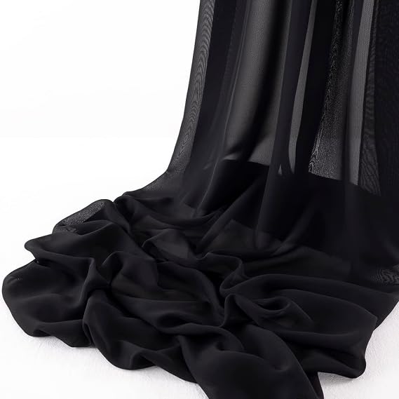 MLMW Black Chiffon Fabric by the Yard Sheer Fabric for Draping