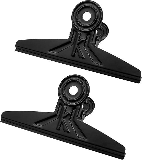 Coideal Extra Large Bull Clips Black, 2 PCS 20cm Stainless Steel Huge XL Binder Paper Clip Clamps (7 7/8 Inch)