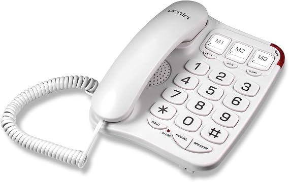 Ornin S016+ Big Button Corded Telephone with Speaker, Desk Phone Only (Off-White)