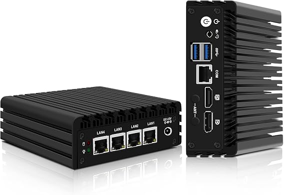 CWWK Mini PC Firewall Micro Appliance Pentium J3710 4 Port i225 2.5GbE LAN OPNsense Hardware Mini Computer Fanless PC DDR3L 8GB RAM 128GB SSD AES-NI Console COM HD DP