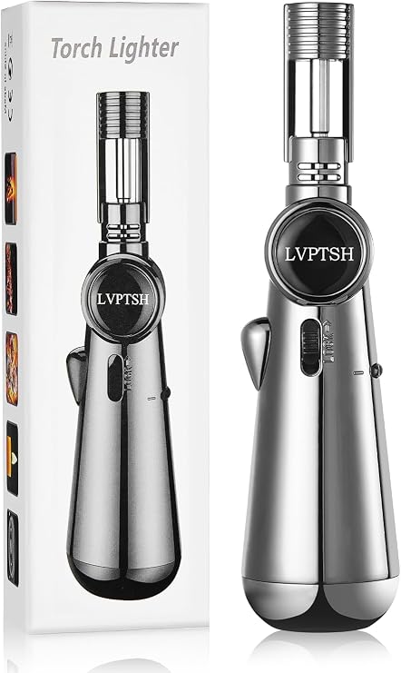 Butane Torch Lighter, Refillable Kitchen Torch Cooking Torches, Adjustable Angle & Flame And Safety Lock,Mini Blow Torch Lighter For BBQ,Baking,Brulee Creme,Crafts (Butane Not Included)
