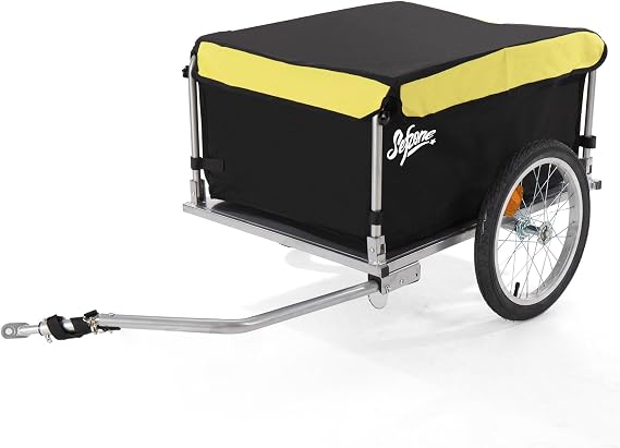 Bike Cargo Trailer Foldable, 145lbs Max Load, 600D Oxford Removable Box, 2x16'' Inflatable Wheels, Aluminum Bike Trailer Cargo w/Universal Hitch, for Luggage, Tools, Groceries
