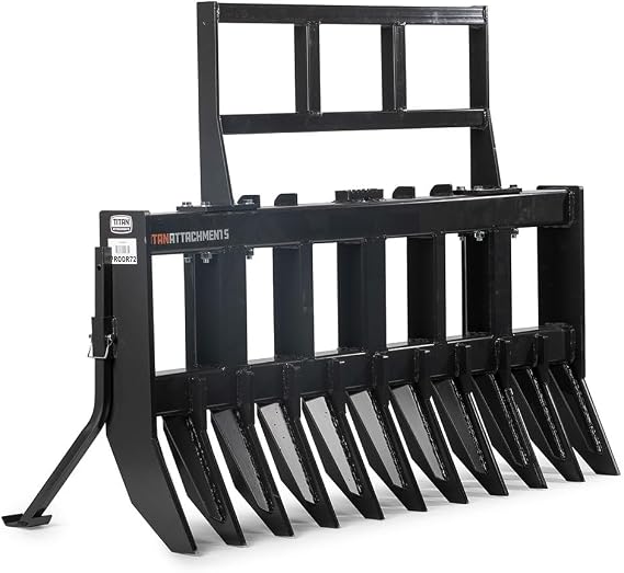 Titan Attachments Pro Series 72" Root Rake Attachment, Universal SSQA Debris Rake, Loaders Up to 100 HP, Land Clearing, Tree Root Removal Tool for Forestry, Construction, Agriculture