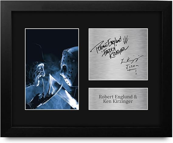 HWC Trading Robert Englund & Ken Kirzinger Freddy vs Jason Framed Gifts Printed Signed Autograph Picture for Movie Memorabilia Fans - US Letter Size