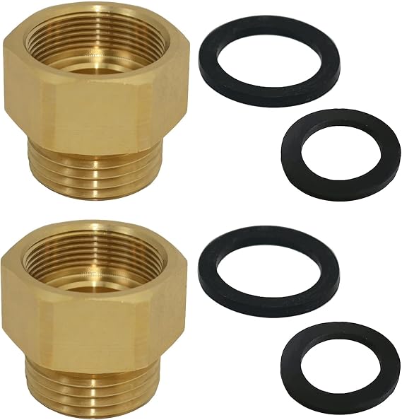 2Pcs Hose Bib Adapter with Washers, 1-1/16" Fine Thread (Female)