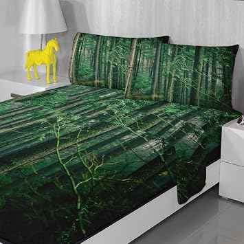 Rainforest Sheets Full Size Sheets - Forest Bedding Sheets & Pillowcases - Luxurious 100% Microfiber, High Thread Count Print, Flat Sheet & Deep Pocket Fitted Sheet & 2 Pillowcases