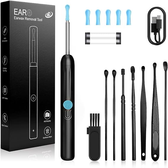 Ear Wax Removal, Earwax Remover Tool with 1080P HD Camera, Ear Wax Removal Kit with 6 Ear Pick for Adults & Kids