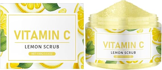Vitamin C and Face Scrub Organics Microdermabrasion Facial Scrub Exfoliating Clears Blackheads Improve Dark with Strawberry Extract Exfoliator PtZ421 (Yellow, 7.2x7.2x4.4cm)