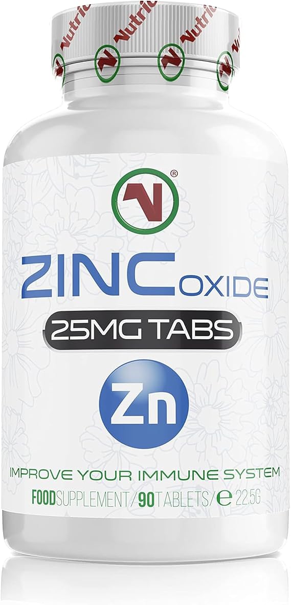 Zinc Tablets 25mg | Mega Strength | Boost Immune System and Protect Cells of Hair, Nails or Bones | Suitable for Vegans (25mg Zinc Oxide x 90)