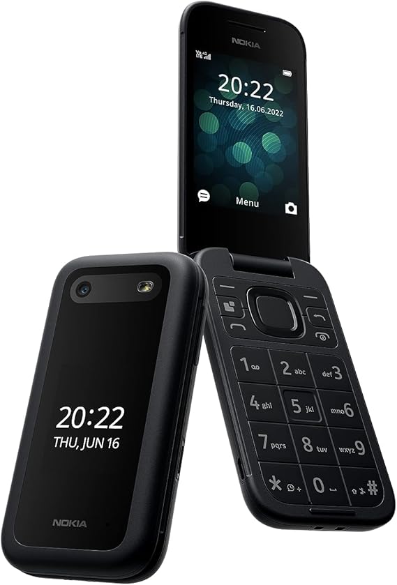 Nokia 2660 Flip Feature Phone with 2.8" display, 4G Connectivity, Hearing Aid Compatibility (HAC), built-in camera, MP3 player, wireless FM radio and classic games (Dual SIM), Black