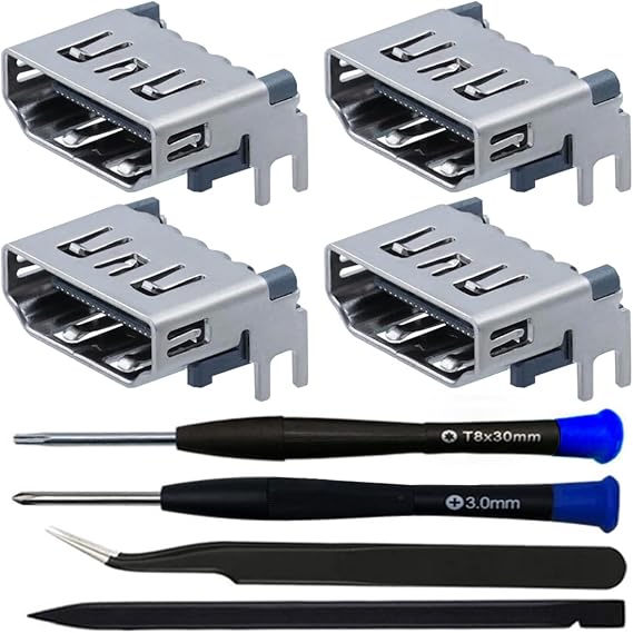 HDMI Port Socket Interface Connector Replacement for Sony for Playstation 5 for PS5 Console, Plug Jack Interface Connector HDMI Port for PS5 Console -4 Pcs