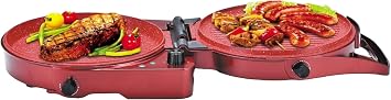 DRINKPOD 12-Inch Pizza Maker & Electric Griddle Nonstick, 180 Flat Open, Dual Heating Plates, Adjustable Temp & Timer Ideal for Pancakes, Crepes, Quesadillas, Grilled Cheese