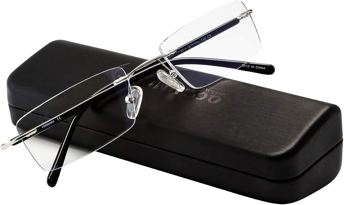 FONHCOO Blue Light Blocking Glasses Anti Blue Ray Unisex Lightweight Rimless Frameless Rectangle Computer Gaming Glasses