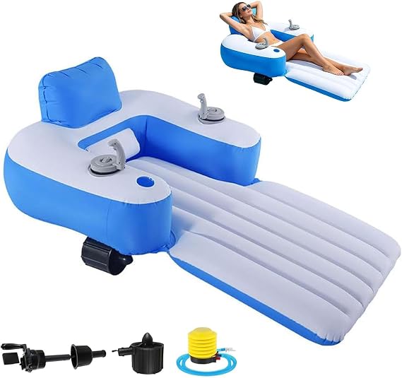 360 Rotating Rechargeable Motorized Pool Float Water Spray Lounger | 360 Rotating Thruster, Water Spray Design, Inflatable Tanning Pool, Lithium Batteries, For River Lake Beach